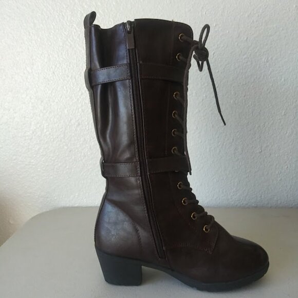 Link girls size 4 (equivalent to 5.5 women's shoes) dark brown high heel boot - Picture 7 of 15